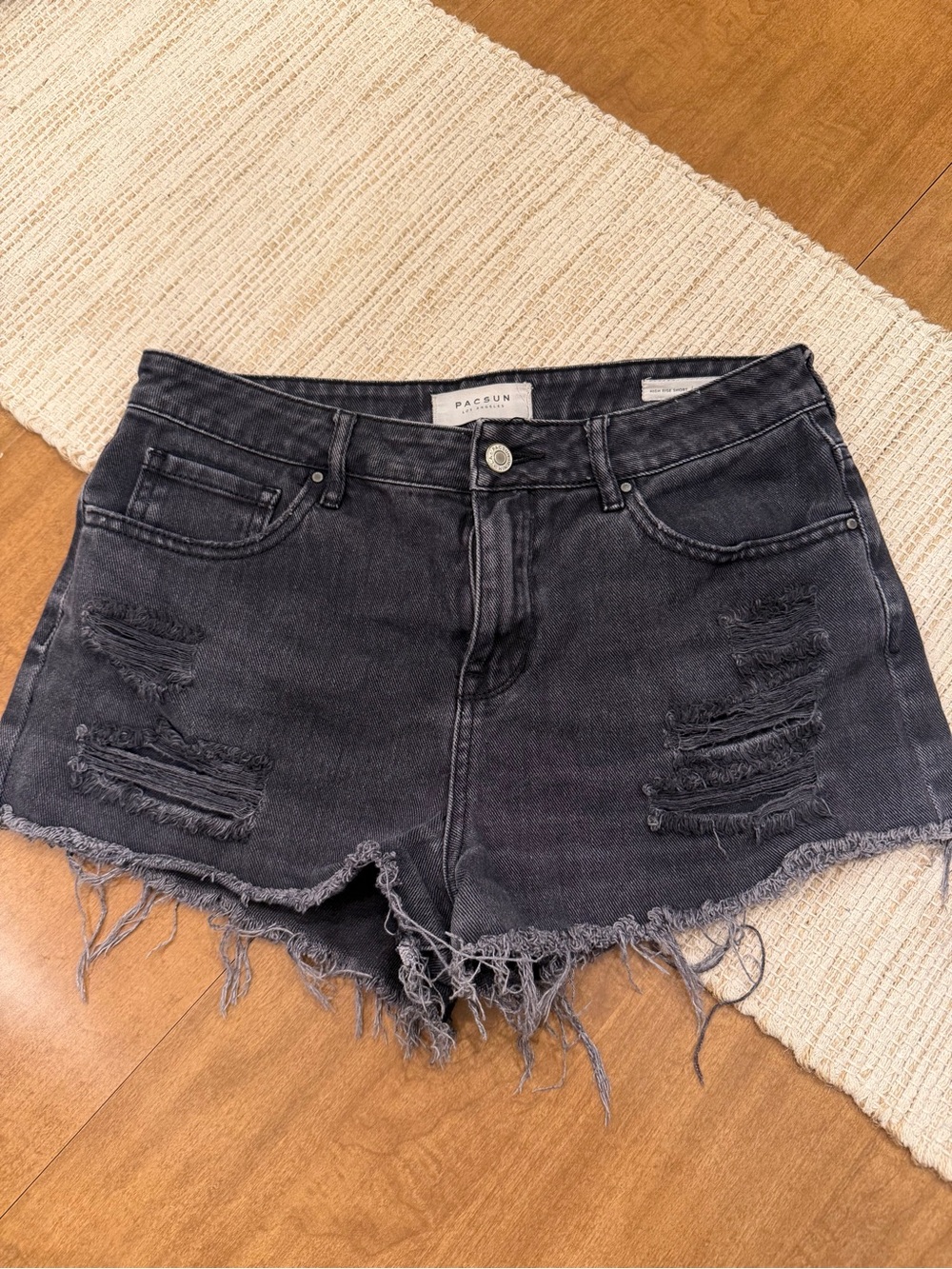 PacSun Black Washed Distressed Denim Cutoff Shorts